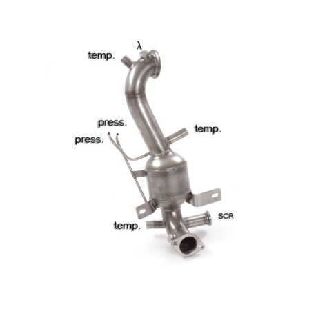 Catalyseur + Tube suppression FAP en inox Fiat Doblò (typ 263) 1.6MJT (88kW) 2015 - 2018