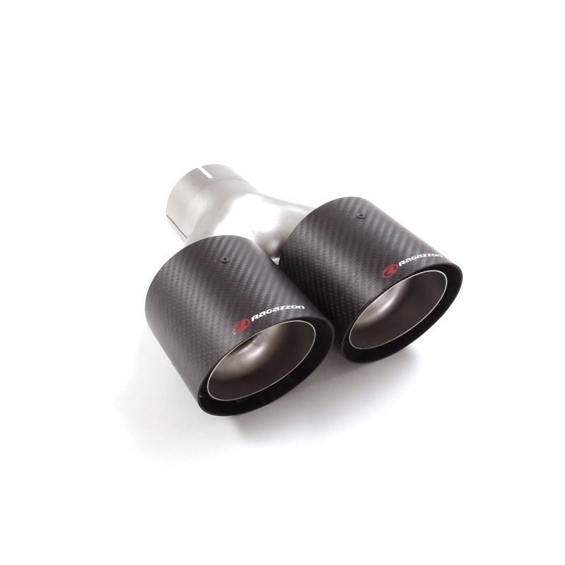 Sortie d’échappement ronde carbon shot 2x100 mm diamètre intérieur 70,5 mm