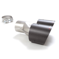 Sortie d’échappement ronde carbon shot 2x100 mm diamètre intérieur 70,5 mm
