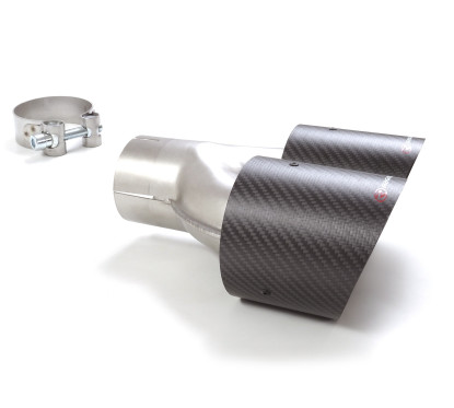 Sortie d’échappement ronde carbon shot 2x100 mm diamètre intérieur 70,5 mm