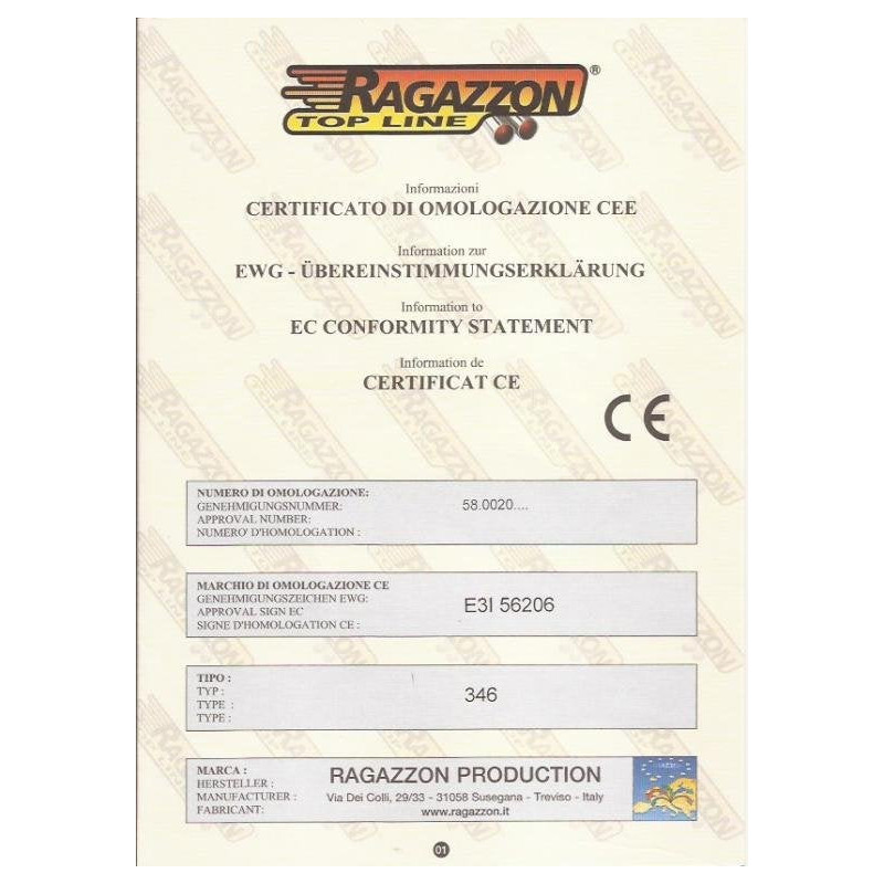 CERTIFICAT D'HOMOLOGATION CE