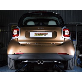 Échappement arrière en inox 2 sorties 70mm SMART FORTWO 0.9 (66KW) 2014 - AUJOURD'HUI