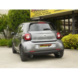 Échappement arrière duplex en ino 2 sorties 80mm SMART FORFOUR 0.9 (66KW) 2014 À AUJOURD'HUI
